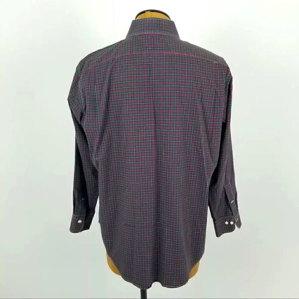 Lauren Ralph Lauren Mens Button down Dress Shirt Red & Green Plaid Size 16.5 32